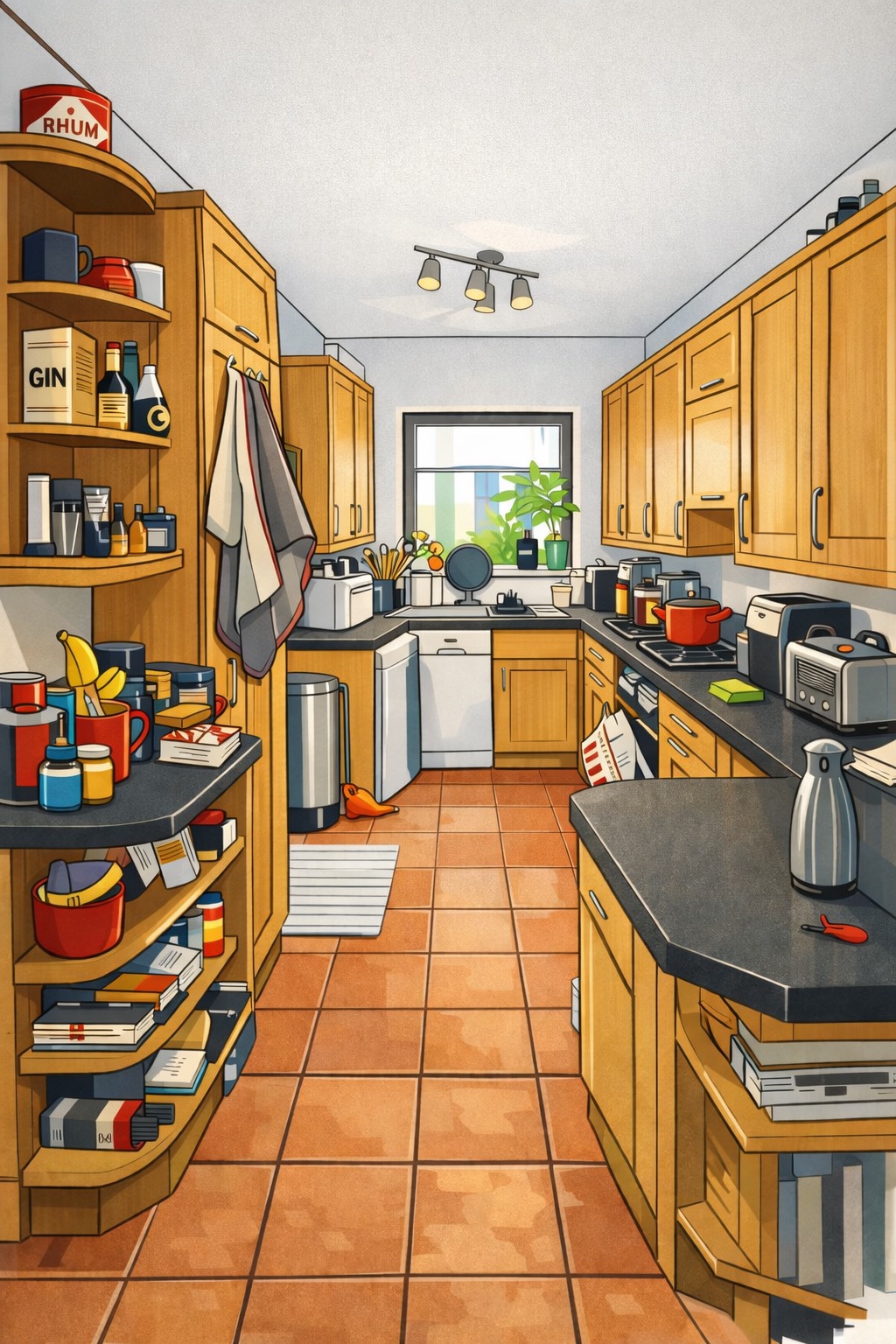 Existing kitchen before stylistic revamp showing dated layout, limited storage and worktop space
